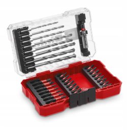 Set 33 biti si burghie pentru zidarie biti 25 mm, biti 50 mm, burghie zidarie, suport de biti de 60 mm, cutie de depozitare
