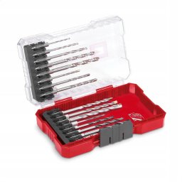 Set 16 burghie lemn, piatra, metal cu tija E 6.3, cutie de depozitare