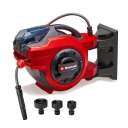 Tambur cu furtun fara fir 18 V, tambur automat pentru furtun, pivotant pana la 180°, suport de perete, 30 m furtun de gradina si pulverizator, fara acumulator/ incarcator
