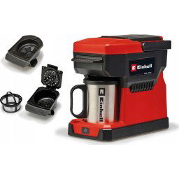 Cafetiera Cafetiera fara fir 18 V, recipient de apa de 240 ml, pentru cafea macinata si pliculete de cafea, maner de transport, include cana cu capac, fara acumulator si incarcator