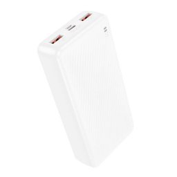 Baterie externa "BJ56A", 20000mAh, 22.5W, 2 x USB; 1 x USB Type-C, 1 x Micro USB, total 2A, alb