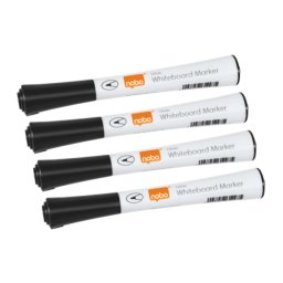 Accesorii birotica Marker NOBO, pentru table si flipcharturi, varf 1.5 mm, 4 buc/cutie, negru