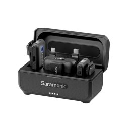 Microfon Kit microfon wireless Blink500B2+ 2TX+RX2.4 GHz display OLED carcasa incarcare 1250mAh Negru