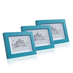 Casa Chic Clapton, rame pentru fotografii, set de 3 rame, dreptunghiulare, 14 x 9 cm, montate, sticlă (CL-4X6-3-TEAL)