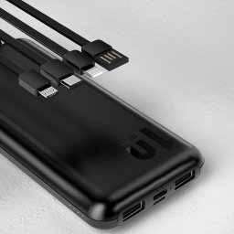 Baterie externa K6Pro Universal 10000mAh cu Cablu USB USB-C Negru
