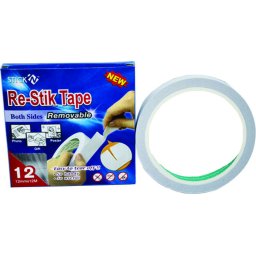 Accesorii birotica Banda dublu adeziva cu adeziv nepermanent, 25mm x 12 m, Stick"n Re-Stik