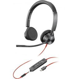 HP Poly Blackwire 3325 Stereo USB-C Headset +3.5mm Plug +USB-C/A Adapter