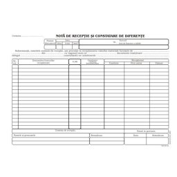 Accesorii birotica Nota de receptie si constatari diferente, 100 coli/carnet