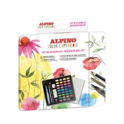 Articole pentru scoala Acuarele 36 culori/cutie + pensula, burete, creion grafit, radiera, acutitoare, set hartie, ALPINO