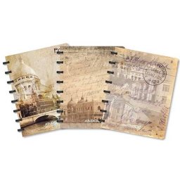 Caiet A5, 72 file - 90g/mp, coperta PP - carti postale, AURORA Adoc Crea collection - dictando