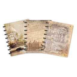 Caiet A4, 72 file - 90g/mp, coperta PP - carti postale, AURORA Adoc Crea collection - dictando