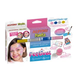 Articole pentru scoala Set ALPINO Festival Liquid Make-up, 4 culori x 10gr + pensula