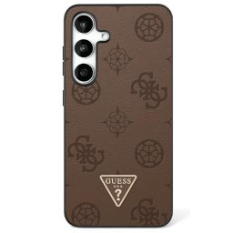 Husa Husa pentru Samsung Galaxy S25 - Guess Peony Grained Hot Stamp Triangle Logo MagSafe (GUHMS25SPGBTMW) - Brown