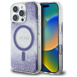 Husa Husa pentru iPhone 16 Pro - Guess Hardcase Resin Bottom Glitter MagSafe (GUHMP16LRGRGEU) - Purple