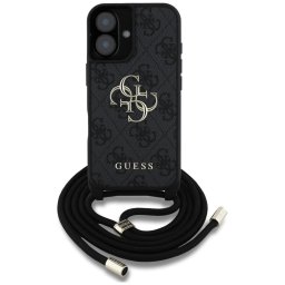 Husa Guess Hardcase 4G Big Logo Cord Strap (GUHCP16MP4GMGCRK) - Carcasă rigidă - compatibil cu Apple iPhone 16 Plus - culoare Negru