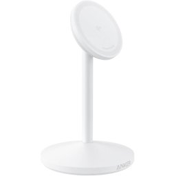 Incarcator de retea Wireless Anker MagGo Stand Qi2 360 15W pentru iPhone 16/15/14/13/12 Alb