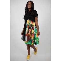 ROCHIE MIDI ASIMETRICA CU MANECA SCURTA SI TUL ELECTRIC CATHALEE TALIE UNICA Multicolora