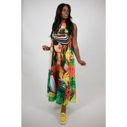 ROCHIE LUNGA FARA MANECI CU BUZUNARE ELECTRIC CATHALEE TALIE UNICA Multicolora