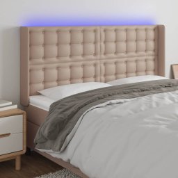 Tablie de pat cu LED, cappuccino, 147x16x118/128 cm, piele eco GartenMobel Dekor