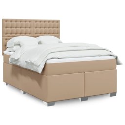 Pat box spring cu saltea, cappuccino, 140x190cm piele ecologica GartenMobel Dekor