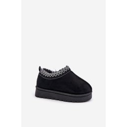 Children's ankle snow boots on a platform insulated with fur black Vilabria