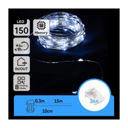 Aigostar - Ghirlandă LED pentru exterior, 150 LED, 8 moduri, 15,3 m, IP44, alb rece