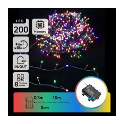 Aigostar - Ghirlandă LED exterior 200 LED, 8 funcții, 3 x AA, 10,3 m, IP44, multicolor