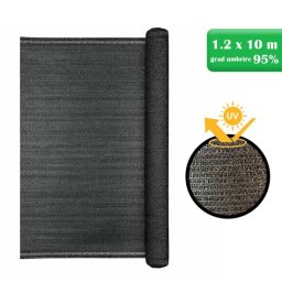 Plasa de umbrire, HDPE, 230 g/mp, grad de umbrire 95%, antracit, 1.2x10 m