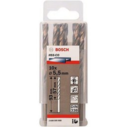 Set 10 burghie pentru metal HSS-CO, 5.5 x 57 x 93 mm, prindere cilindrica