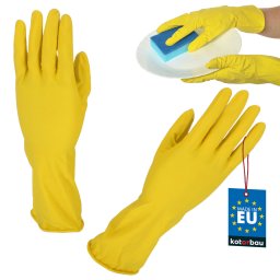 Mănuși utilitare din latex de cauciuc galben flocat mărimea s