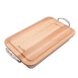 Tava din inox 46x23x9 cm cu tocator de lemn 36x22x1 cm Char-Broil 140014
