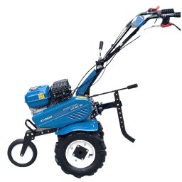 Motocultor Hyundai HY-MC80 pe benzina, putere 7 CP, 212 cmc, latime maxima de lucru 80 cm, adancime de frezare 10-30 cm, freza de pamant si roti de cauciuc, Albastru
