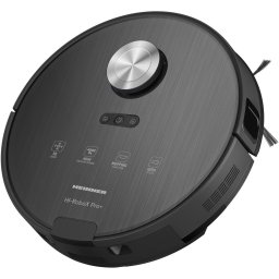 Robot de aspirare Heinner HI-RoboX+ HRVC-MAI52BK, WI-FI, aspirator si mop, 14.4V -5200 mAh, putere aspirare 4000Pa, motor BLDC, navigatie LDS, AI Technology, autonomie 200 min, recipient praf 230 ml, rezervor apa 240 ml, Negru