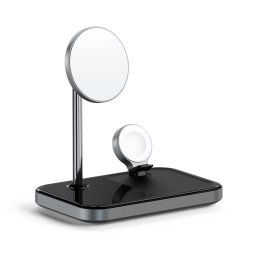 Satechi Aluminium 3-in-1 Magnetic Wireless Charging Stand (iPhone 12/13, Apple Watch, AirPods Pro, USB-C cable included) - Black