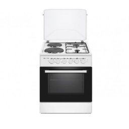 Aragaz combinat electric si gaz Elite FSEGC-0525W, 1500W, Ventilator, Aprindere automata, Alb
