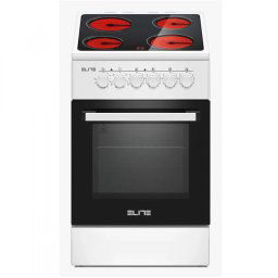 Aragaz electric Elite FSVC-0577W, 1800W, 4 plite vitroceramice, Ventilator, 9 trepte, Alb/Negru