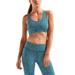 2XU - Bustiera sport pentru femei - XVENT Strappy Back Crop Rain Spot - albastru ocean