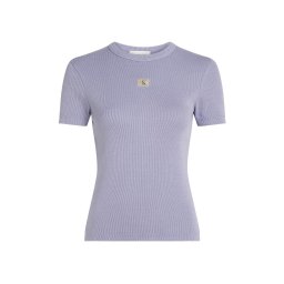 CALVIN KLEIN T-Shirt Washed Woven Label Rib Fit Tee J20J225244 VFV persian violet