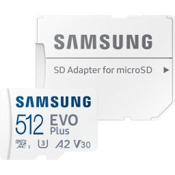 Card de memorie Samsung EVO Plus MB-MC512SA, 512 GB, microSDXC, UHS-I U3, A2, V30, 160MB/s