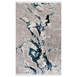 Covor Grey Ocean blue, cu margine franjuri