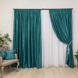 Draperie Hiko Imperial Garden verde petrol, cu rejansa Premium, creion de 6,5cm, 1 bucata