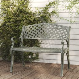 Banca de gradina, verde, 102 cm, aluminiu turnat GartenMobel Dekor