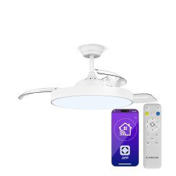Klarstein AirFold, Ventilator de tavan inteligent, Palete retractabile, Lumină LED dimabilă, Smart (VTS14-KL-ASW)