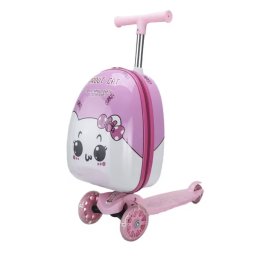 Trotineta 2 in 1 cu Ghiozdan Troler si Roti LED, 618-1 roz