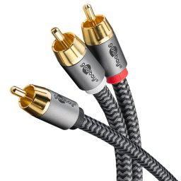 Cablu subwoofer premium flexibil RCA Y 2m RCA tata - 2x RCA tata negru Goobay Plus 65300