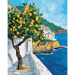 Set pictura pe numere, cu sasiu, Fructele aurii ale Greciei, 40x50 cm