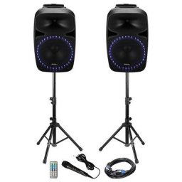 KIT SONORIZARE 2X15"/38CM 2X250W 1 ACTIV + 1 PASIV USB/SD/BT