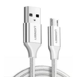 CABLU alimentare si date Ugreen, "US290", Fast Charging Data Cable pt. smartphone, USB la Micro-USB, braided, 1m, alb "60151" (include TV 0.06 lei) - 6957303861514