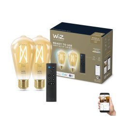 SET 2x bec LED dimabil WiZ ST64 E27/7W/230V 2000-5000K CRI 90 Wi-Fi + telecomandă