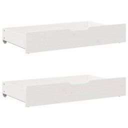 Sertare de pat, 2 buc., 95x55x16 cm, alb, lemn masiv de pin GartenMobel Dekor